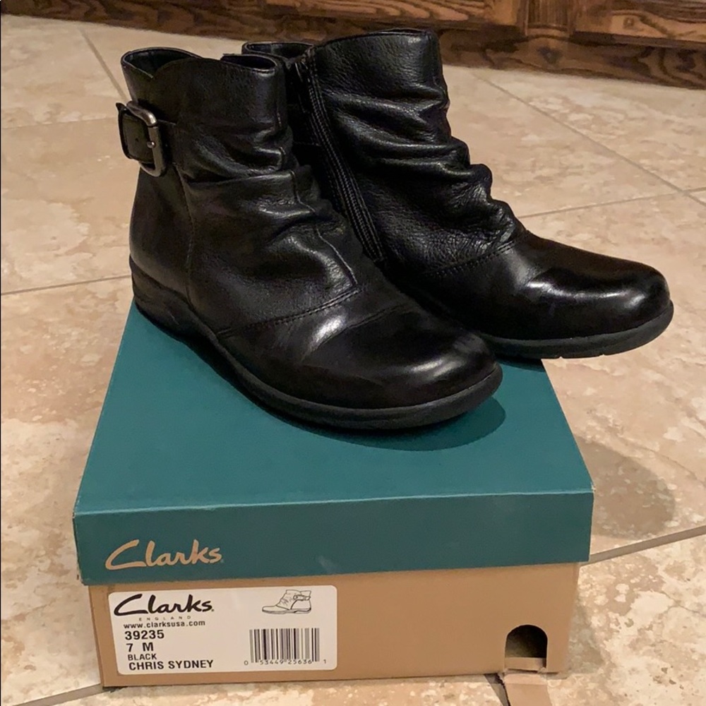 Clarks black booties